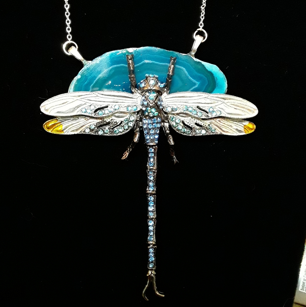 Handmade Agate Dragonfly Necklace